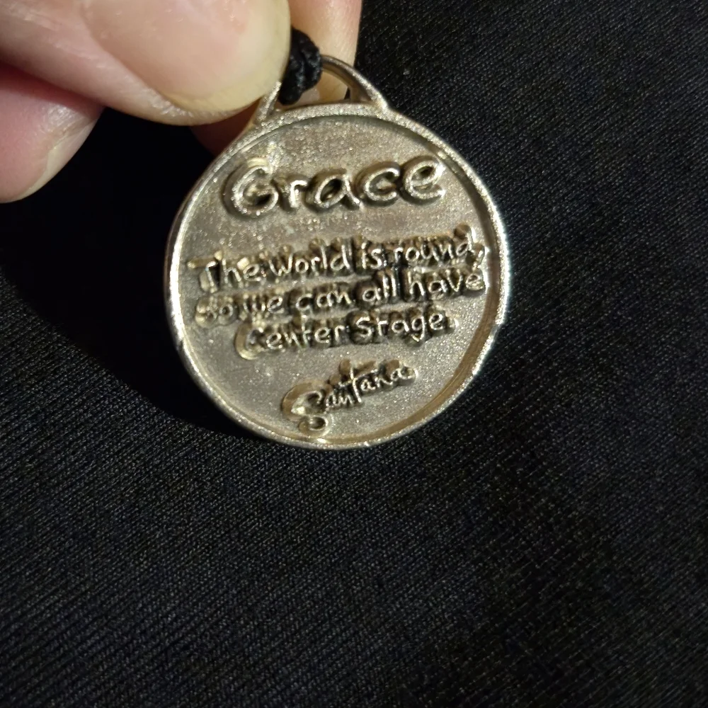 Silver‎ Map Pendant with 'Grace' Inscription